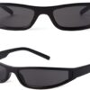 PEGH Y2K Wrap Around Sunglasses for Women Men Small Narrow Frame Rectangle Sunglasses 90s Small Face Futuristic Sports Shades